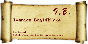 Ivanics Boglárka névjegykártya